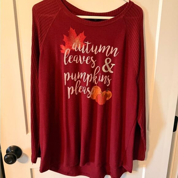 MODERN CANVAS BRAND WOMENS AUTUMN SWEATER TYPE SHIRT THANKSGIVING PUMPKIN - Picture 1 of 4